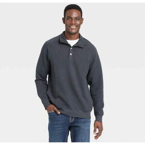 NEW LARGE Mens Quilted Snap Pullover Sweatshirt - Goodfellow & Co